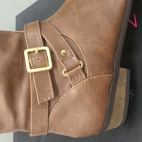 Material Girl Cognac Low Heel Boots - Picture 2 of 3